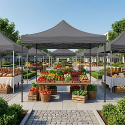 Κιόσκι - Gazebo Bari  πτυσσόμενο μεταλλικός σκελετός - αδιάβροχο ύφασμα χρώμα γκρι 3x3x3,10m.