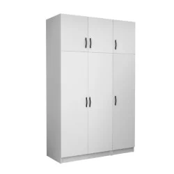 Ντουλάπα ρούχων Victoria  τρίφυλλη με πατάρι χρώμα λευκό 150x60x240εκ.