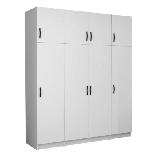 Ντουλάπα ρούχων Victoria  τετράφυλλη με πατάρι χρώμα λευκό 200x60x240εκ.