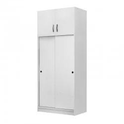 Ντουλάπα ρούχων Regio  δίφυλλη συρόμενη με πατάρι χρώμα λευκό 100x60x240εκ.