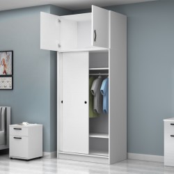 Ντουλάπα ρούχων Regio  δίφυλλη συρόμενη με πατάρι χρώμα λευκό 100x60x240εκ. Ντουλάπα ρούχων Regio  δίφυλλη συρόμενη με πατάρι χρώμα λευκό 100x60x240εκ.