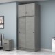Ντουλάπα ρούχων Regio  δίφυλλη συρόμενη με πατάρι χρώμα γκρι σκυροδέματος 100x60x240εκ.