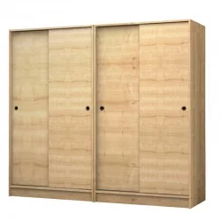 Ντουλάπα ρούχων Regio  τετράφυλλη συρόμενη χρώμα φυσικό οξιάς 200x60x181εκ.