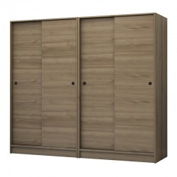 Ντουλάπα ρούχων Regio  τετράφυλλη συρόμενη χρώμα καρυδί 200x60x181εκ.