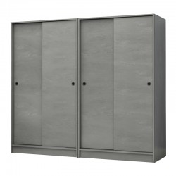 Ντουλάπα ρούχων Regio  τετράφυλλη συρόμενη χρώμα γκρι σκυροδέματος 200x60x181εκ.