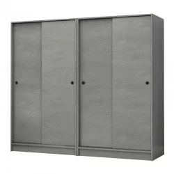 Ντουλάπα ρούχων Regio  τετράφυλλη συρόμενη χρώμα γκρι σκυροδέματος 200x60x181εκ.