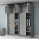 Ντουλάπα ρούχων Regio  τετράφυλλη συρόμενη με πατάρι χρώμα γκρι σκυροδέματος 200x60x240εκ.