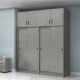 Ντουλάπα ρούχων Regio  τετράφυλλη συρόμενη με πατάρι χρώμα γκρι σκυροδέματος 200x60x240εκ.