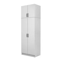 Ντουλάπα ρούχων Vivian  δίφυλλη με πατάρι χρώμα λευκό 80x51,8x240εκ.