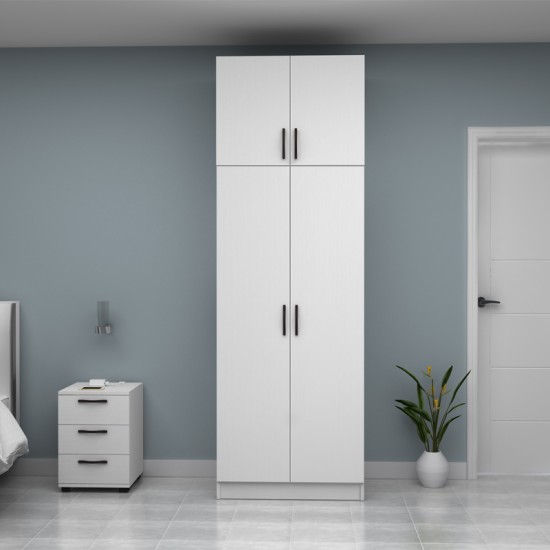 Ντουλάπα ρούχων Vivian  δίφυλλη με πατάρι χρώμα λευκό 80x51,8x240εκ.