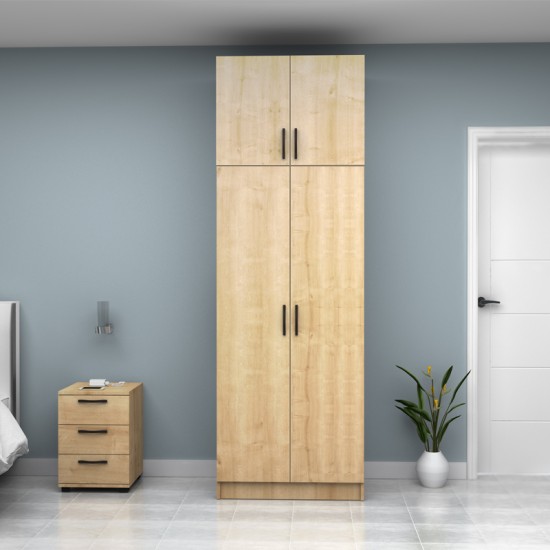 Ντουλάπα ρούχων Vivian  δίφυλλη με πατάρι χρώμα φυσικό οξιάς 80x51,8x240εκ.