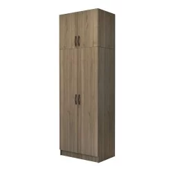 Ντουλάπα ρούχων Vivian  δίφυλλη με πατάρι χρώμα καρυδί 80x51,8x240εκ.