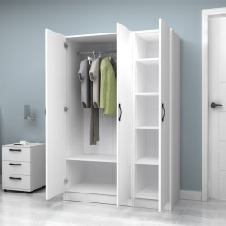 Ντουλάπα ρούχων Vivian  τρίφυλλη χρώμα λευκό 120x51,8x181εκ.
