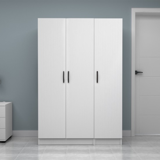 Ντουλάπα ρούχων Vivian  τρίφυλλη χρώμα λευκό 120x51,8x181εκ.