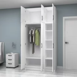 Ντουλάπα ρούχων Vivian  τρίφυλλη με πατάρι χρώμα λευκό 120x51,8x240εκ.