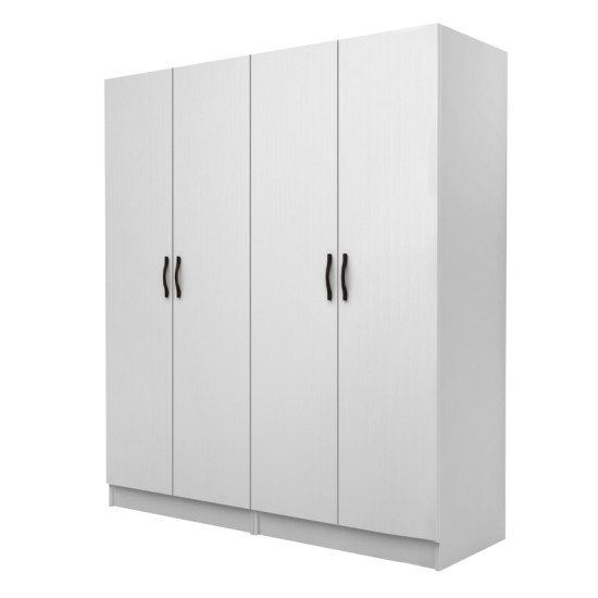 Ντουλάπα ρούχων Vivian  τετράφυλλη χρώμα λευκό 160x51,8x181εκ.