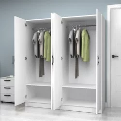 Ντουλάπα ρούχων Vivian  τετράφυλλη χρώμα λευκό 160x51,8x181εκ.