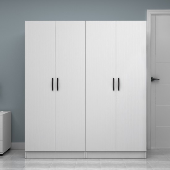 Ντουλάπα ρούχων Vivian  τετράφυλλη χρώμα λευκό 160x51,8x181εκ.