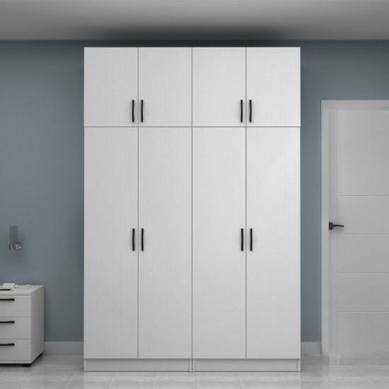 Ντουλάπα ρούχων Vivian  τετράφυλλη με πατάρι χρώμα λευκό 160x51,8x240εκ.