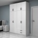 Ντουλάπα ρούχων Vivian  τετράφυλλη με πατάρι και συρτάρια χρώμα λευκό 160x51,8x240εκ.