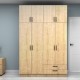 Ντουλάπα ρούχων Vivian  τετράφυλλη με πατάρι και συρτάρια χρώμα φυσικό οξιάς 160x51,8x240εκ.