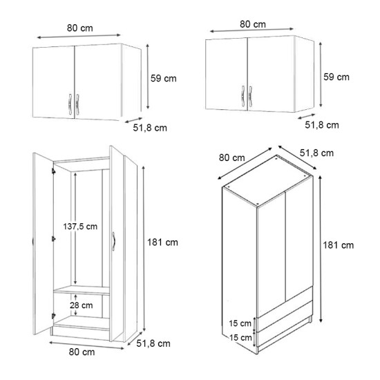Ντουλάπα ρούχων Vivian  τετράφυλλη με πατάρι και συρτάρια χρώμα φυσικό οξιάς 160x51,8x240εκ.