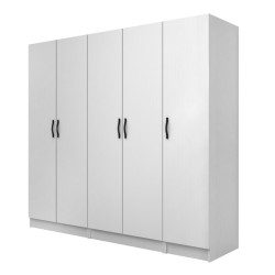 Ντουλάπα ρούχων Vivian  πεντάφυλλη χρώμα λευκό 200x51,8x181εκ.