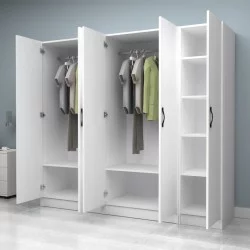 Ντουλάπα ρούχων Vivian  πεντάφυλλη χρώμα λευκό 200x51,8x181εκ.