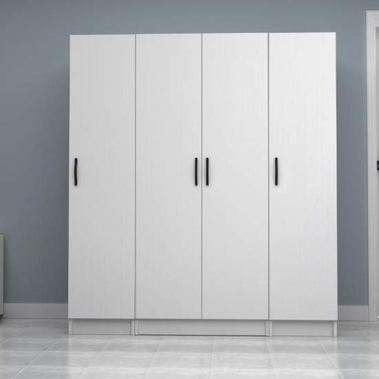 Ντουλάπα ρούχων Vivian  τετράφυλλη χρώμα λευκό 160x51,8x181εκ.