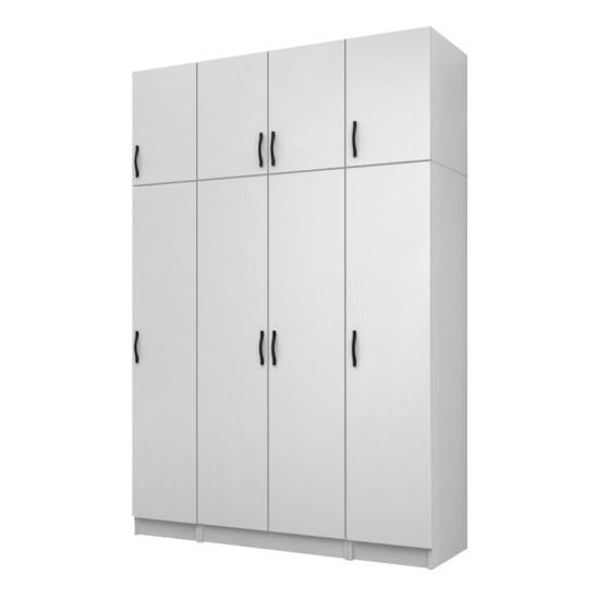 Ντουλάπα ρούχων Vivian  τετράφυλλη με πατάρι χρώμα λευκό 160x51,8x240εκ.