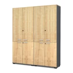 Ντουλάπα γραφείου με κλειδαριά επαγγελματική Venturo  χρώμα ανθρακί - φυσικό οξιάς 160x40x200εκ.