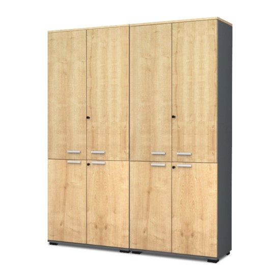 Ντουλάπα γραφείου με κλειδαριά επαγγελματική Venturo  χρώμα ανθρακί - φυσικό οξιάς 160x40x200εκ.