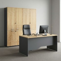 Ντουλάπα γραφείου με κλειδαριά επαγγελματική Venturo  χρώμα ανθρακί - φυσικό οξιάς 160x40x200εκ.