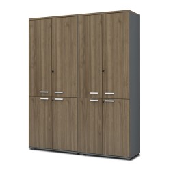 Ντουλάπα γραφείου με κλειδαριά επαγγελματική Venturo  χρώμα ανθρακί - καρυδί 160x40x200εκ.