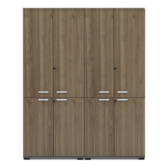 Ντουλάπα γραφείου με κλειδαριά επαγγελματική Venturo  χρώμα ανθρακί - καρυδί 160x40x200εκ.