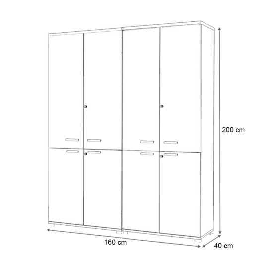 Ντουλάπα γραφείου με κλειδαριά επαγγελματική Venturo  χρώμα ανθρακί - καρυδί 160x40x200εκ.