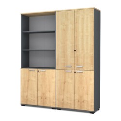 Ντουλάπα γραφείου επαγγελματική Venturo  χρώμα ανθρακί - φυσικό οξιάς 160x40x200εκ.