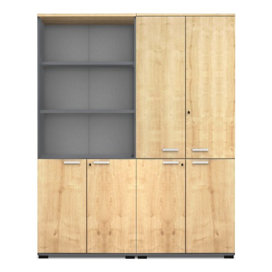 Ντουλάπα γραφείου επαγγελματική Venturo  χρώμα ανθρακί - φυσικό οξιάς 160x40x200εκ.