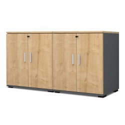 Ντουλάπι γραφείου με κλειδαριά επαγγελματικό Venturo  χρώμα ανθρακί - φυσικό οξιάς 160x40x80εκ.