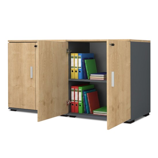 Ντουλάπι γραφείου με κλειδαριά επαγγελματικό Venturo  χρώμα ανθρακί - φυσικό οξιάς 160x40x80εκ.