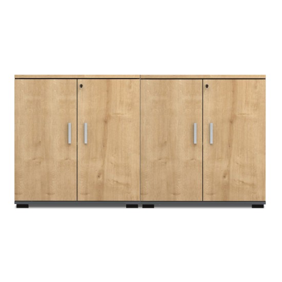 Ντουλάπι γραφείου με κλειδαριά επαγγελματικό Venturo  χρώμα ανθρακί - φυσικό οξιάς 160x40x80εκ.