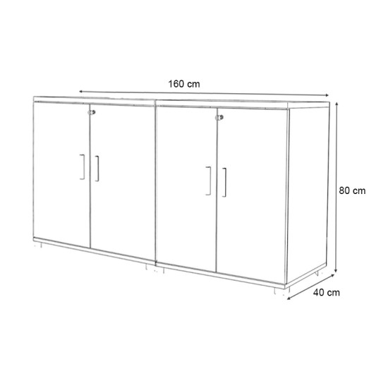 Ντουλάπι γραφείου με κλειδαριά επαγγελματικό Venturo  χρώμα ανθρακί - φυσικό οξιάς 160x40x80εκ.