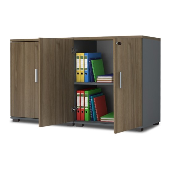 Ντουλάπι γραφείου με κλειδαριά επαγγελματικό Venturo  χρώμα ανθρακί - καρυδί 160x40x80εκ.