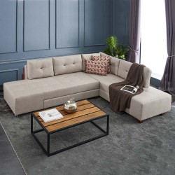 Γωνιακός καναπές - κρεβάτι Manama  δεξιά γωνία υφασμάτινος χρώμα κρεμ 280x206x85εκ.