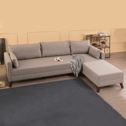 Γωνιακός καναπές Bella  δεξιά γωνία υφασμάτινος χρώμα κρεμ 275x165x85εκ.