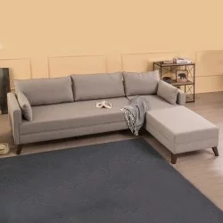 Γωνιακός καναπές Bella  δεξιά γωνία υφασμάτινος χρώμα κρεμ 275x165x85εκ.