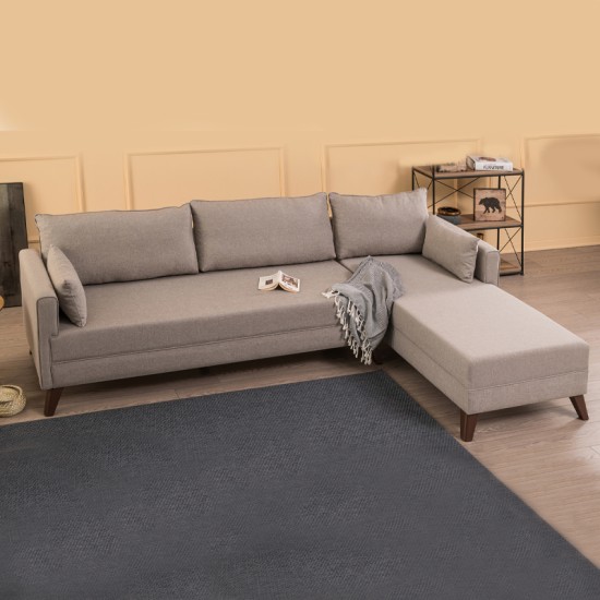 Γωνιακός καναπές Bella  δεξιά γωνία υφασμάτινος χρώμα κρεμ 275x165x85εκ.