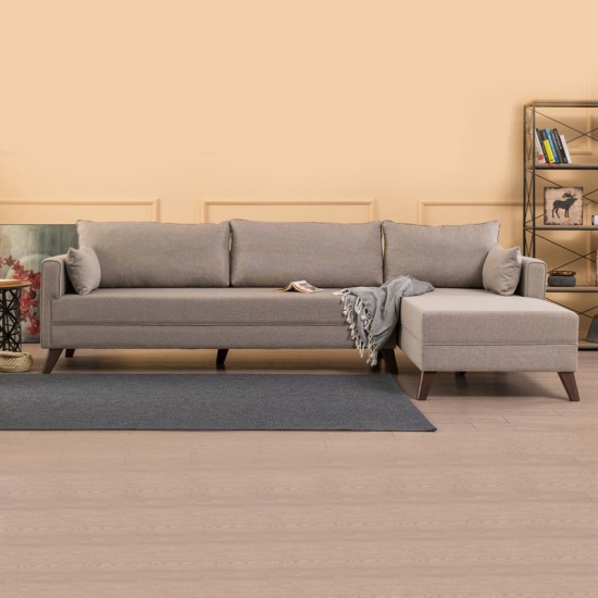 Γωνιακός καναπές Bella  δεξιά γωνία υφασμάτινος χρώμα κρεμ 275x165x85εκ.