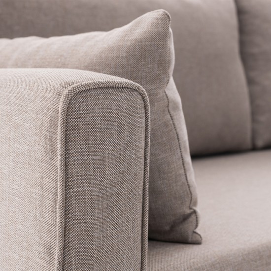 Γωνιακός καναπές Bella  δεξιά γωνία υφασμάτινος χρώμα κρεμ 275x165x85εκ.