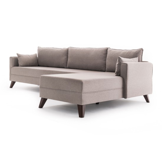 Γωνιακός καναπές Bella  δεξιά γωνία υφασμάτινος χρώμα κρεμ 275x165x85εκ.